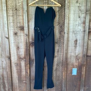 Haute Monde Strapless Belted Jumpsuit